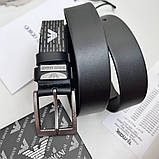 Чоловічий шкіряний брендовий ремінь для джинсів (327) чорний, фото 6