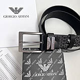 Чоловічий шкіряний брендовий ремінь для джинсів (327) чорний, фото 5