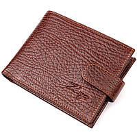Удобный мужской кошелек с хлястиком из натуральной кожи KARYA 21088 Светло-коричневый js