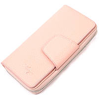 Удобный вертикальный женский кошелек из натуральной кожи KARYA 21158 Розовый js