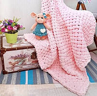 Детский плюшевый плед-одеяло 90*90 см, розовый (AP-214) js