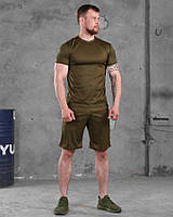 Летний армейский комплект футболка шорты олива, Тактический костюм oliva Coolmax одежда для ВСУ