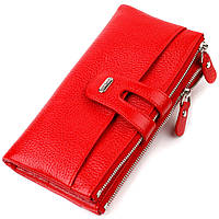 Яркий женский кошелек с удобным функционалом из натуральной кожи CANPELLINI 21895 Красный js