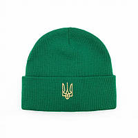 Теплая шапка на флисе Luxyart Тризуб унисекс 54-60 зеленый (OC-704) js