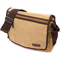Практичная сумка через плечо для ноутбука 13" из плотного текстиля Vintage 22202 Песочный js