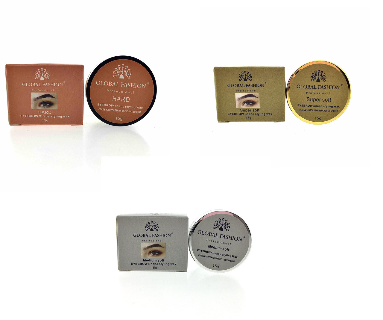 Набір для моделювання брів Global Fashion 15 гр. 3 шт. Hard, Medium Soft, Super Soft