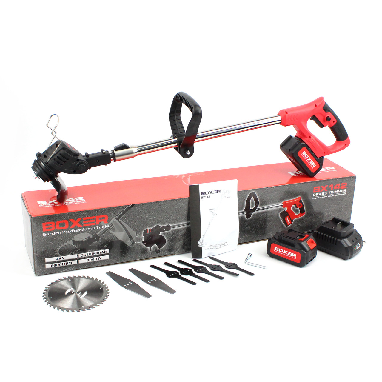 Акумуляторний тример BOXER BX142 (48V, 4AH)