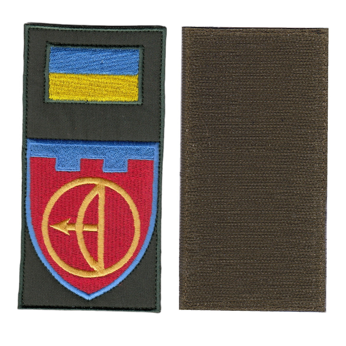 Шеврон військовий / армійський,112 ОБрТрО, червоний на оливці, ЗСУ. 14 см * 7 см, фото 1