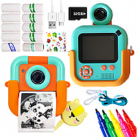 Игрушечный фотоаппарат для мгновенной съемки FoxFoto лучшая видеокамера детская с картой памяти и играми
