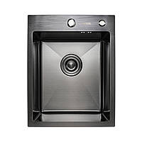 Мойка кухонная Platinum Handmade PVD черная + корзина и дозатор в комплекте z15-2024