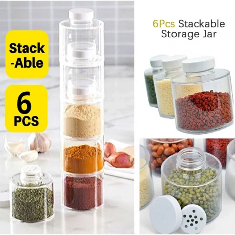 💛Акрилова пряна вежа Spice Tower настільний органайзер для зберігання спецій 6 баночок, фото 1