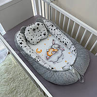 Кокон-позиционер для новорожденных Baby Comfort Зайка серый + подушечка