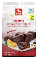 Пряники Weiss Lebkuchen Herzen mit Aprikosen Fullung Zartbitter Абрикос 150g