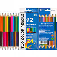 Детские двухсторонние карандаши для рисования "Two-color" CR765-12, 24 цвета js