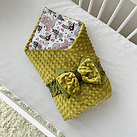 Демісезонний конверт-ковдра Baby Comfort з плюшем оливковий