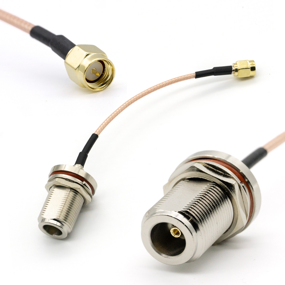 Перехідник антенний 10см пігтейл SMA Male - N Female гніздо на корпус кабель RG-316 подовжувач для антени, фото 1