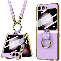 Уценка Кожаный чехол GKK with ring and strap для Samsung Galaxy Z Flip5 tal