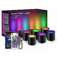 Настенная LED лампа RGB Intelligent wall lamp 6 pcs with Bluetooth European plug with app tal