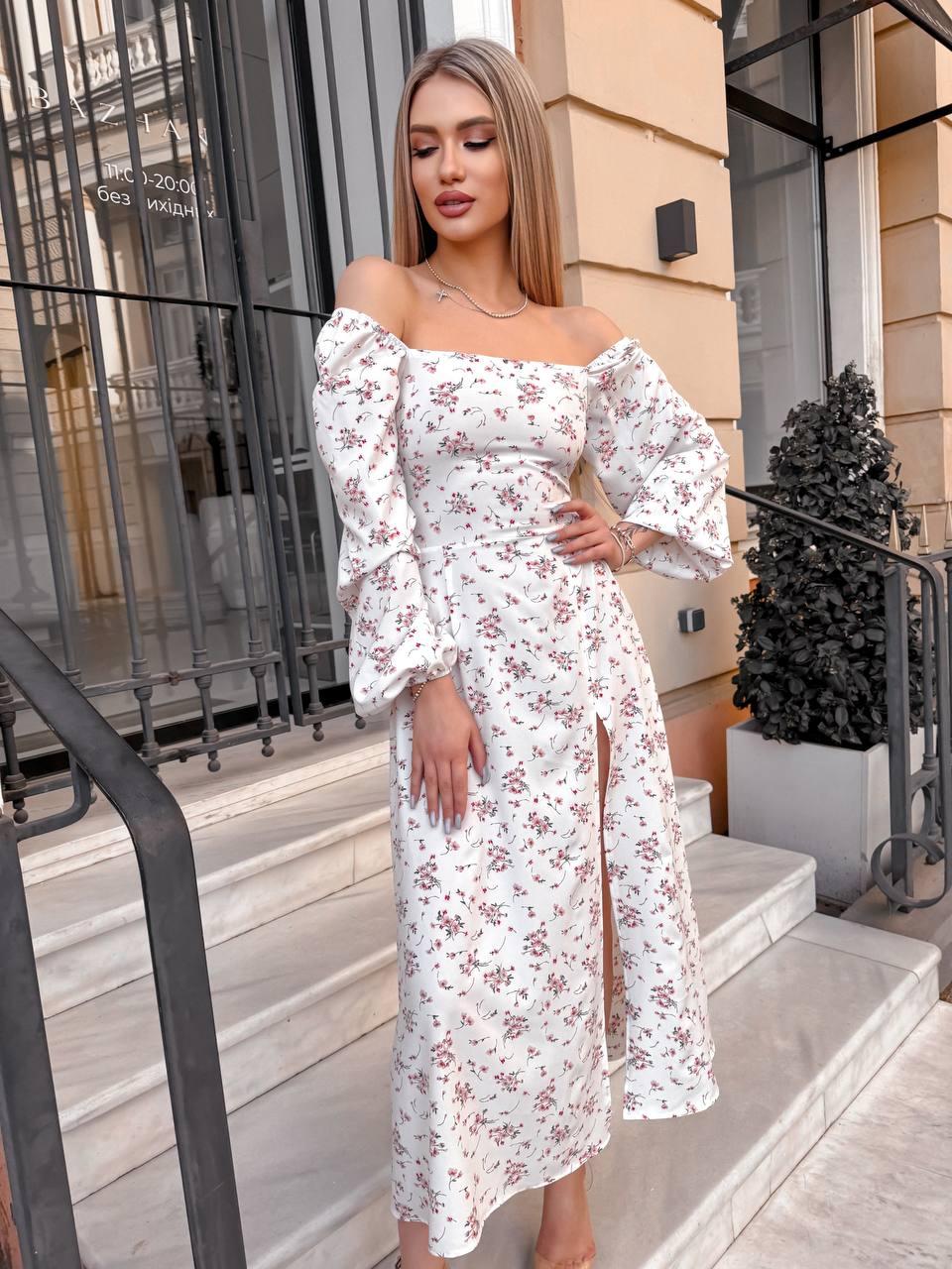 Сукня жіноча стильна у квітковий принт і шнуровкою на спинці (Норма), фото 1