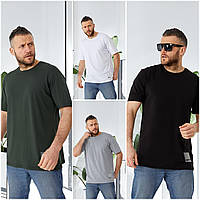 Чоловіча літня однотонна футболка. Розмір: 50, 52, 54, 56, 58. Кольори: хакі, сірий, білий, чорний.