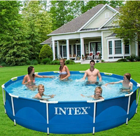 Каркасный бассейн Intex 28212 Metal Frame Большой круглый для всей семьи с картриджным фильтром и насосом