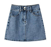 Модная джинсовая летняя юбка женская молодежная короткая мини синяя джинс Джинсовые юбки короткие для девушки