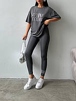 Фитнес костюм женский легинсы+футболка, кулир + микродайвинг 42-44, 44-46 (4) rin847-556