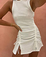 Женское летнее облегающее мини платье с драпировкой с регулируемой длиной мустанг