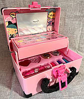 Набор детской декоративной косметики в чемодане блески тени румяна помада лаки для ногтей