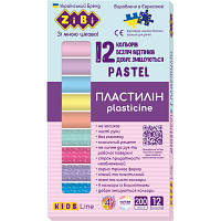 Пластилін ZiBi Pastel 12 кольорів 8 пастель + 4 глітера 200 г (ZB.6240)