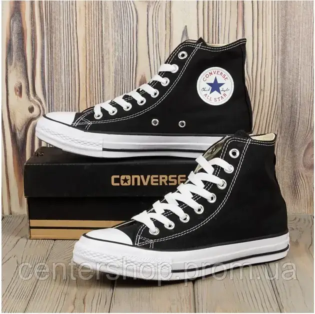 Кеды Converse All Star высокие черные, Высокие конверсы унисекс мужские-женские 36-44 размер молодежные - фото 1 - id-p1940787182