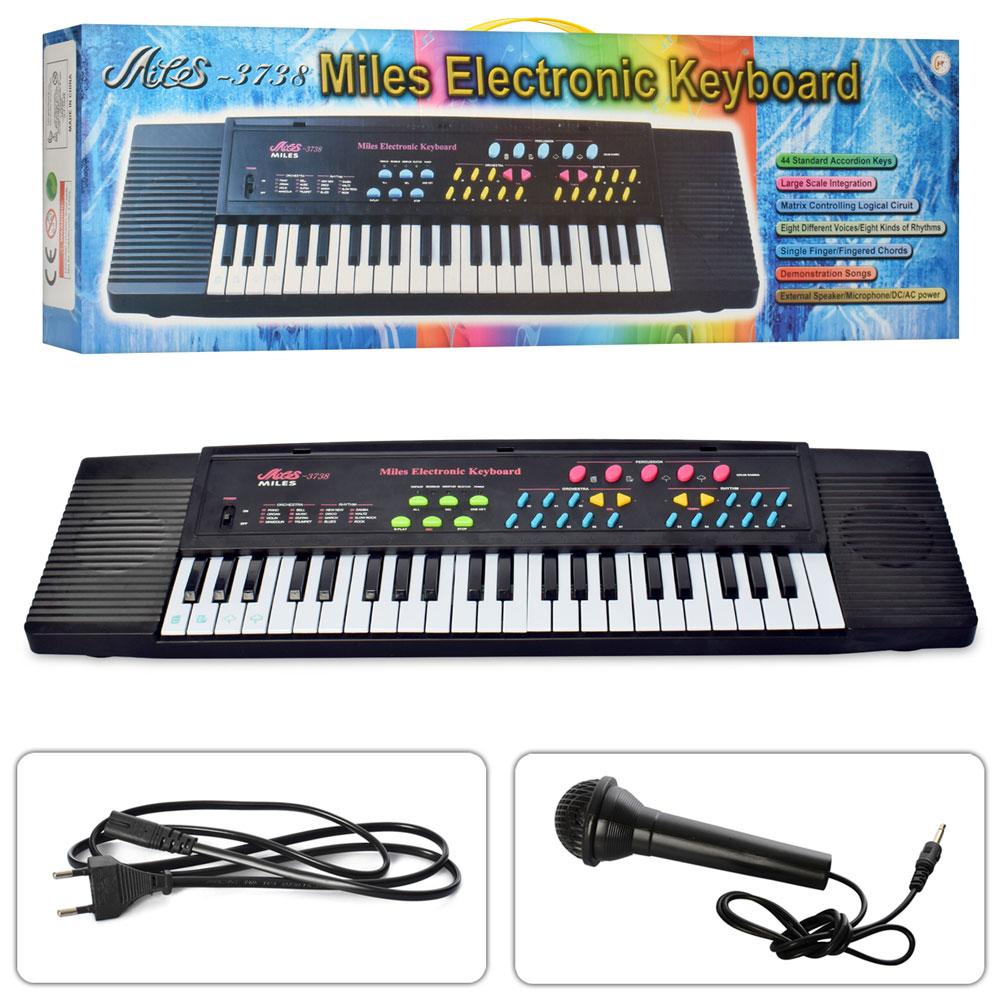 Синтезатор 3738 44 клавіші, мікрофон, демо, запис, 2 види, від мережі, кор., 78-24-9 см., фото 1