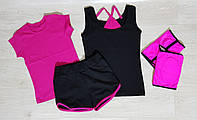 Комплект спортивный гимнастический розовый 4-ка на девочку