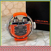 Зажигалка-спинер спиральная USB електрическая зажигалка с фонариком (33760-orange)