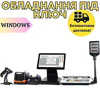 Касове обладнання для магазину продуктів і промтоварів. POS-термінал + програма + принтер + сканер + ваги