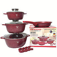 Набор посуды с гранитным антипригарным покрытием красный XPro 7 предметов TK-00076(24752-TK00 EJ, код: 8383589