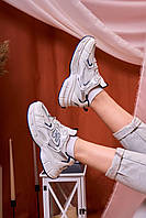 Женские легкие кроссовки белые Sneakers NB White Blue No Name, стильные 36 38 39 40