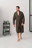 Чоловічий халат з фактурного мусліну Duna, хакі L