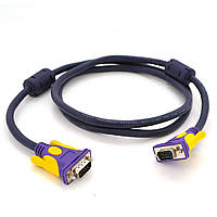 Кабель Merlion VGA 3 + 4 with shielding, 10m, male to male (тато-тато), 2 фериту, purple, Пакет Q50