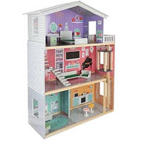Ігровий ляльковий будиночок Ikonka KX5219 дитячий дерев'яний для ляльок Б6148