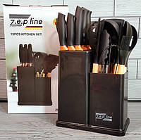 Набор кухонных ножей и принадлежностей 19 предметов Zepline ZP-107 Б5477чор-19