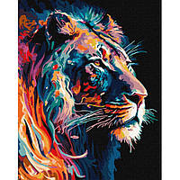 Картина за номерами "Граціозний лев" ©art_selena_ua Ідейка KHO6517 40х50 см з фарбами металiк extra js