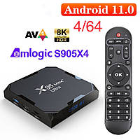 Смарт ТВ приставка SmartTV X96Max Plus Ultra 4/64 Amlogic s905x4 Android 11 Андроид ТВ бокс Б1620-19