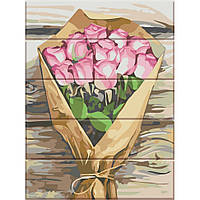 Картина за номерами по дереву "Букет рожевих троянд" ASW151 30х40 см js