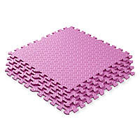 Мат пазл килимок для тренувань WCG EVA 60х60х1 см - 6 частин Рожевий Б5267