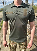Мужское камуфляжное уставное поло олива. Тактическая футболка олива. Летнее поло камуфляж хаки