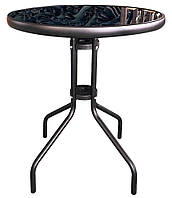 Стол стеклянный садовый для террасы Bonro B-60 черный столик Б6290-18