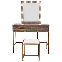 Туалетний столик з дзеркалом та підсвіткою + табурет AVKO ADT13 Walnut стіл косметичний
