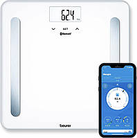 Стеклянные напольные смарт весы Beurer BF 600 белого цвета с Bluetooth® (до 180 кг)