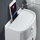 Тримач Towel Holder Ecoco для туалетного паперу та паперових рушників настінний із полицею для телефона TRSA, фото 4
